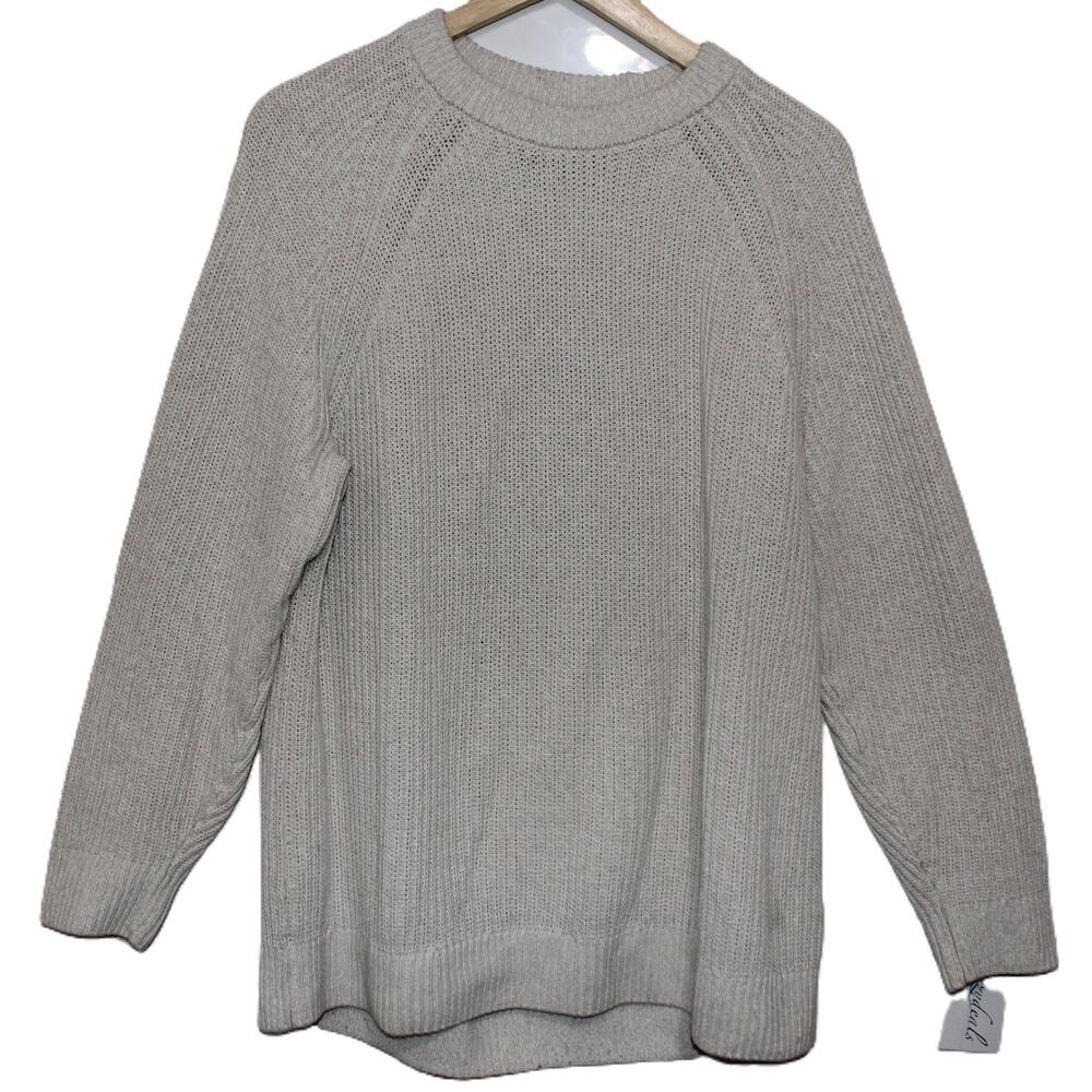 Womens Abercrombie & Fitch Gray Chunky Knit Long Sleeve Crew Neck Sweater Size L
